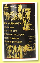 New Yarmouth 26 yo 1994/2021 (59.1%, Thompson Bros., Jamaica, 271 bottles)