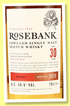 Rosebank 30 yo 1990/2020 'Release 1' (48.6%, OB, refill casks, 4350 bottles) Rosebank 30 yo 1990/2020 'Release 1' (48.6%, OB, refill casks, 4350 bottles)