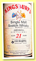Ardbeg 21 yo 1999/2020 (58.2%, Kingsbury for Club Qing Hong Kong, bourbon barrel) Ardbeg 21 yo 1999/2020 (58.2%, Kingsbury for Club Qing Hong Kong, bourbon barrel)