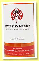 Blended Scotch 11 yo (55.1%, Watt Whisky, for Whiskyrestaurant De Cluysenaer, 236 bottles, 2021)