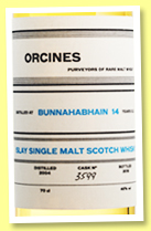 Bunnahabhain 14 yo 2004/2019 (46%, The Whisky Lodge, Orcines, refill sherry butt, cask #3599) Bunnahabhain 14 yo 2004/2019 (46%, The Whisky Lodge, Orcines, refill sherry butt, cask #3599)