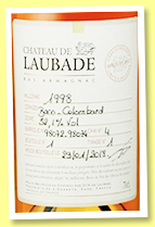 Château de Laubade 1998/2018 (52.1%, OB, Bas-armagnac, casks #98072-98074)