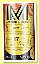 Diamond 17 yo 2003/2021 (54.3%, Morisco Spirit, Guyana)