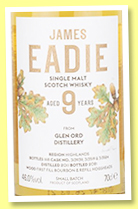 Glen Ord 9 yo (46%, James Eadie, Small Batch, first fill bourbon and refill hogsheads, three casks, 1118 bottles, 2021) 