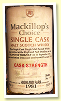 Highland Park 1981/2010 (56%, Mackillop's Choice, cask #6085) Highland Park 1981/2010 (56%, Mackillop's Choice, cask #6085)