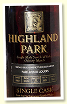 Highland Park 24 yo 1980/2004 (58%, OB for Park Avenue Liquors, cask #7366, sherry butt)
Highland Park 24 yo 1980/2004 (58%, OB for Park Avenue Liquors, cask #7366, sherry butt)