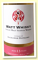 Inchgower 13 yo 2007/2020 (56%, Watt Whisky, bourbon hogshead, 297 bottles)
Inchgower 13 yo 2007/2020 (56%, Watt Whisky, bourbon hogshead, 297 bottles)