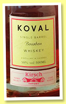 Koval 'Single Barrel Bourbon' (50%, OB, USA, for Kirsch Import, cask #2073, 208 bottles, +/-2020)