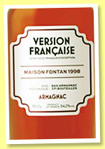 Maison Fontan 1998/2021 (54.6%, LMDW, Version Française, Armagnac, cask #128, 371 bottles) Maison Fontan 1998/2021 (54.6%, LMDW, Version Française, Armagnac, cask #128, 371 bottles)