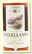 McClelland's Highland Single Malt 16 Year Old (40%, OB, US import, 1990s, 75cl)
McClelland's Highland Single Malt 16 Year Old (40%, OB, US import, 1990s, 75cl)