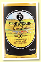 Springbank 10 yo 2009/2019 'Local Barley' (56.2%, OB, 9000 bottles)
