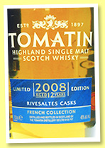 Tomatin 2008/2021 (46%, OB, French Collection, Rivesaltes Cask) Tomatin 2008/2021 (46%, OB, French Collection, Rivesaltes Cask)