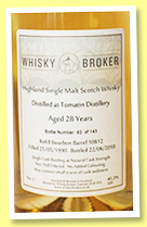 Tomatin 28 yo 1990/2018 (40.2%, Whiskybroker, refill bourbon barrel, cask #10812, 143 bottles) Tomatin 28 yo 1990/2018 (40.2%, Whiskybroker, refill bourbon barrel, cask #10812, 143 bottles)