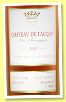 Château de Lacquy 2001 '100% baco' (47%, OB, Bas-armagnac, cask #320, 336 bottles, +/-2021) Château de Lacquy 2001 '100% baco' (47%, OB, Bas-armagnac, cask #320, 336 bottles, +/-2021)