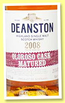Deanston 12 yo 2008/2021 'Oloroso Cask Matured' (52.7%, OB, 13,227 bottles) Deanston 12 yo 2008/2021 'Oloroso Cask Matured' (52.7%, OB, 13,227 bottles)