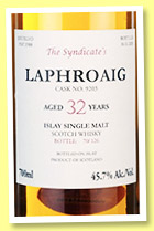 Laphroaig 32 yo 1988/2020 (45.7%, The Syndicate, cask #9203, 126 bottles) Laphroaig 32 yo 1988/2020 (45.7%, The Syndicate, cask #9203, 126 bottles)
