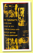 New Yarmouth 26 yo 1994/2021 (59.1%, Thompson Bros., Jamaica, 271 bottles) New Yarmouth 26 yo 1994/2021 (59.1%, Thompson Bros., Jamaica, 271 bottles)
