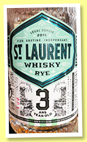 St Laurent Rye 3 yo (43%, OB, Canada, Quebec, Lot No 001, +/-2022) St Laurent Rye 3 yo (43%, OB, Canada, Quebec, Lot No 001, +/-2022)