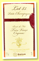 Vallein Tercinier 'Lot 85' (51%, OB for Distilia, Petite Champagne, 570 bottles) Vallein Tercinier 'Lot 85' (51%, OB for Distilia, Petite Champagne, 570 bottles)