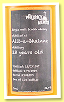 Allt-A-Bhainne 23 yo 1997/2020 (52.4%, Whisky Nerds, barrel, cask #102589, 114 bottles)