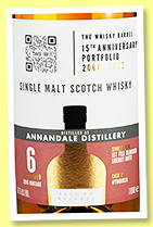 Annandale 6 yo 2015/2022 (59.7%, The Whisky Barrel, 15th Anniversary, 1st fill oloroso sherry butt, cask #TWB1028) 