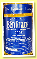 Benriach 10 yo 2009/2019 (51%, OB for Minmore House and Shinanoya, Japan, peated/rum barrel, cask #4414, 273 bottles) 