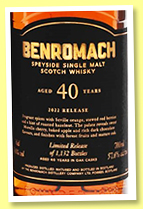 Benromach 40 yo '2022 Release' (57.6%, OB, sherry, 1132 bottles) Benromach 40 yo '2022 Release' (57.6%, OB, sherry, 1132 bottles)