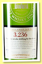 Bowmore 16 yo 1998 (Scotch Malt Whisky Society, refill barrel, #3.236, 'Heathery smoke drifting by the shore', 141 bottles, +/-2015) Bowmore 16 yo 1998 (Scotch Malt Whisky Society, refill barrel, #3.236, 'Heathery smoke drifting by the shore', 141 bottles, +/-2015)