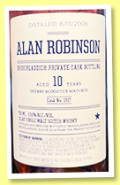 Bruichladdich 10 yo 2009 (53.6%, OB, private cask, Alan Robinson, sherry bloodtub, cask #1937) Bruichladdich 10 yo 2009 (53.6%, OB, private cask, Alan Robinson, sherry bloodtub, cask #1937)