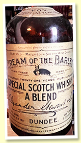 Cream Of The Barley 21 Years Old 'Matured in Sherry Wine casks' (86.8 proof, Alexander Stewart & Co, Standard Food Products Corp USA import, 1950s)
Cream Of The Barley 21 Years Old 'Matured in Sherry Wine casks' (86.8 proof, Alexander Stewart & Co, Standard Food Products Corp USA import, 1950s)