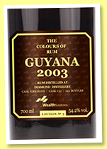Diamond 18 yo 2003/2021 (54.2%, Wealth Solutions, The Colours of Rum, Guyana, cask #32, 242 bottles)
