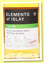 Elements of Islay 'Cask Edit' (46%, Specialty Drinks, Bourbon and Sherry casks, 2022) Elements of Islay 'Cask Edit' (46%, Specialty Drinks, Bourbon and Sherry casks, 2022)