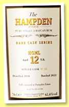 Hampden 12 yo 'HGML' (63.6%, OB for LMDW, bourbon barrel, cask #23, 2022, 275 bottles) 