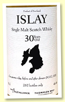 Islay 30 yo 1990/2021 (49.4%, Thompson Bros / Auld Alliance, refill barrel, 252 bottles)
Islay 30 yo 1990/2021 (49.4%, Thompson Bros / Auld Alliance, refill barrel, 252 bottles)
