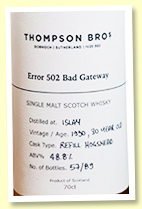 Islay 30 yo 1990/2021 (48.8%, Thompson Bros 'Error 502 Bad Gateway', refill hogshead, 89 bottles)