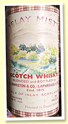 Islay Mist (75 proof, D Johnston & Co, 1960s, miniature)
Islay Mist (75 proof, D Johnston & Co, 1960s, miniature)