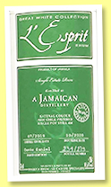 Jamaican Distillery 2019/2020 'Cuvée Daniel' (85.6%, L'Esprit, Great White Collection, still strength, 279 bottles)