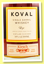 Koval 'Rye Maple Syrup Cask' (50%, OB, for Kirsch Import, cask #5690, 2021) Koval 'Rye Maple Syrup Cask' (50%, OB, for Kirsch Import, cask #5690, 2021)