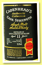 Loch Lomond 11 yo 2007/2018 (55.9%, Cadenhead, Authentic Collection, bourbon hogshead, 306 bottles)