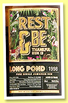Long Pond 23 yo 1998/2022 (59.6%, Rest & Be Thankful, Jamaica, American oak barrel, 188 bottles) 