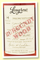 Longrow 14 yo 1997/2011 (56.1%, OB 'Wood Expressions', 11 years in refill bourbon + 3 years in fresh burgundy, 7800 bottles)
