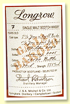Longrow 7 yo 2000/2008 (55.8%, OB 'Wood Expressions', 5.5 years in refill bourbon + 1.5 years in fresh Gaja Barolo, 12120 bottles)
