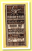 Mhoba 2017/2022 'Rare Cask' (60.8%, LMDW, South Africa, Antipodes Collection, cask #9, 286 bottles) 