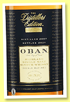 Oban 2007/2021 'Distiller's Edition' (43%, OB, Montilla fino finish, batch #OD 170.FC) 