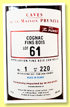 Prunier 'Lot 61' (53%, OB for Wine4You, selected by The Purist, Fins Bois) 