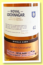 Royal Lochnagar 42 yo 1978/2020 (48.1%, OB, Cask of Distinction, for Gareth Christopher, American oak hogshead, cask #722, 90 bottles)