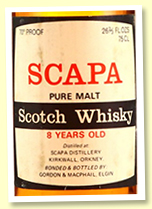 Scapa 8 yo (70 proof, Gordon & MacPhail, late 1970s)
