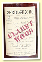 Springbank 12 yo 1997/2010 (54.4%, OB 'Wood Expressions', 9 years in refill bourbon + 3 years in fresh claret, 9360 bottles)

