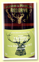 Tamdhu 1973/2008 (56.0%, Gordon & MacPhail 'Reserve', cask #3230, 1st fill sherry butt, 481 bottles)

