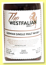 The Westfalian 2013/2018 (53.5%, OB, Germany, fresh sherry hogshead, cask #48, 288 bottles) The Westfalian 2013/2018 (53.5%, OB, Germany, fresh sherry hogshead, cask #48, 288 bottles)